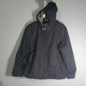 Izod Perform Jacket Women's Size Large L Black Hooded Jacket Fleece Interior